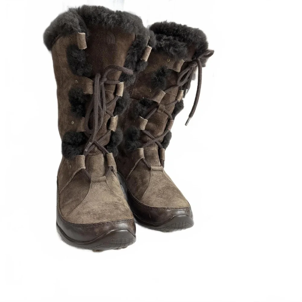 Women's Brown North Face Abby II Suede and‎ sherpa Boots size 10